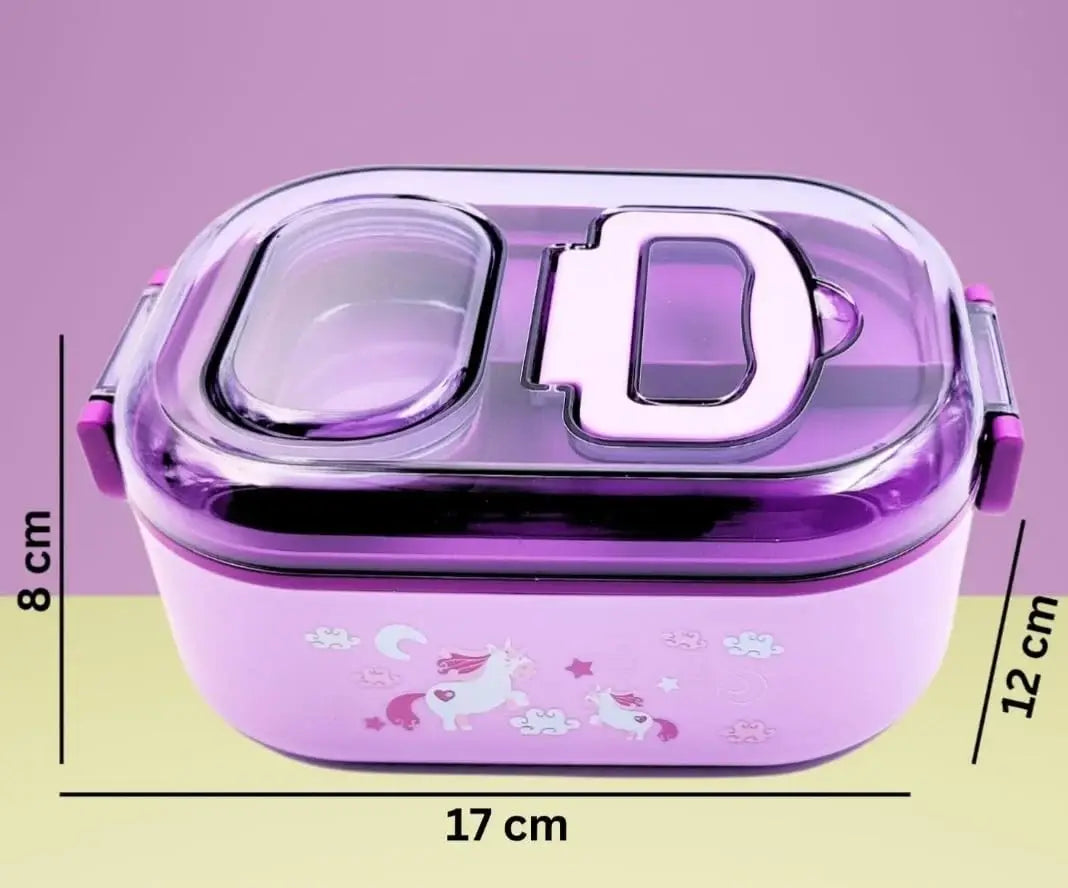 Smily kiddos Stainless Steel Unicorn Theme Lunch Box -Light Blue - Large